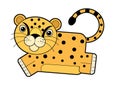 Cartoon scene with happy cat cheetah on white background - safari illustration Royalty Free Stock Photo