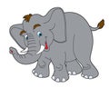 cartoon scene with happy elephant standing and looking isolated illustration for children