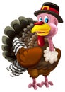 cartoon scene with happy farm bird turkey thanksgiving isolated illustration for children