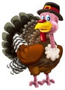 cartoon scene with happy farm bird turkey thanksgiving isolated illustration for children