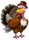 cartoon scene with happy farm bird turkey thanksgiving isolated illustration for children