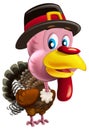 cartoon scene with happy farm bird turkey thanksgiving isolated illustration for children