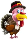 cartoon scene with happy farm bird turkey thanksgiving isolated illustration for children