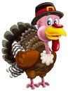 cartoon scene with happy farm bird turkey thanksgiving isolated illustration for children