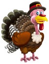 cartoon scene with happy farm bird turkey thanksgiving isolated illustration for children