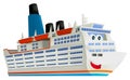 Cartoon scene with happy ferryboat cruiser isolated illustration