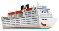 Cartoon scene with happy ferryboat cruiser isolated illustration