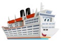 Cartoon scene with happy ferryboat cruiser isolated illustration