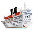 Cartoon scene with happy ferryboat cruiser isolated illustration