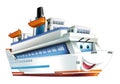 Cartoon scene with happy ferryboat on white background