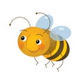 Cartoon scene happy flying and working bee on white background