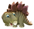 Cartoon scene with happy and funny dinosaur stegosaurus - on white background Royalty Free Stock Photo