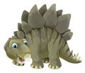 Cartoon scene with happy and funny dinosaur stegosaurus - on white background Royalty Free Stock Photo