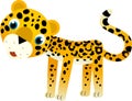 cartoon scene with happy tropical animal cat jaguar cheetah on white background illustration for children Royalty Free Stock Photo