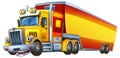 cartoon scene with heavy duty industrial cargo truck with load isolated illustration for children