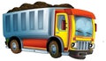 cartoon scene with heavy duty industrial cargo truck with load isolated illustration for children