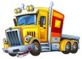 cartoon scene with heavy duty industrial cargo truck with load isolated illustration for children