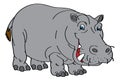 cartoon scene with hippo hippopotamus happy playing fun sketch drawing isolated illustration for children Royalty Free Stock Photo