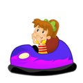 cartoon scene with kid girl driving funfair colorful bumper car isolated illustration for children Royalty Free Stock Photo