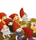 Cartoon scene little dwarfs looking somewhere illustration