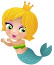 cartoon scene with mermaid princesss wimming near coral reef isolated illustration for kids Royalty Free Stock Photo