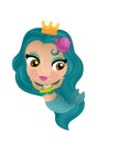 cartoon scene with mermaid princesss wimming near coral reef isolated illustration for kids Royalty Free Stock Photo