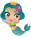 cartoon scene with mermaid princesss wimming near coral reef isolated illustration for kids Royalty Free Stock Photo