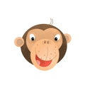 Cartoon scene with monkey body part head on white background