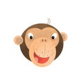 Cartoon scene with monkey body part head on white background