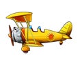 Cartoon scene old style plane smiling Royalty Free Stock Photo