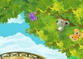 cartoon scene park or forest sun and mouse illustration funny artistic looking painting