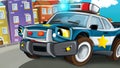 Cartoon scene of police pursuit - policeman car