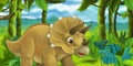 Cartoon scene with triceratops having fun in the jungle Royalty Free Stock Photo