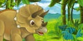 Cartoon scene with triceratops in the jungle Royalty Free Stock Photo