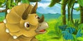 Cartoon scene with triceratops in the jungle Royalty Free Stock Photo