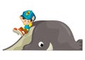cartoon scene with whale fish animal toy element from playground isolated illustration for children