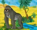 Cartoon scene - wild africa animals - gorrilla Royalty Free Stock Photo