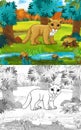 Cartoon scene with wild animal cat puma in nature - illustration