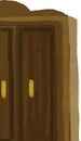 Cartoon scene with wooden wardrobe illustration for children