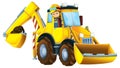 cartoon scene with worker in excavator driver operator isolated illustration for children