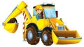 cartoon scene with worker in excavator driver operator isolated illustration for children