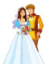 cartoon scene with young married couple - illustration for children