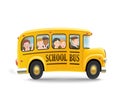 Cartoon school bus with children. Back to school concept