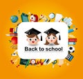 Cartoon school icons card Royalty Free Stock Photo