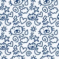 Cartoon school seamless doodle pattern for wrapping paper and fabrics and kids clothes print and fashion