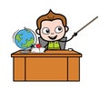 Cartoon Schoolboy as Teacher