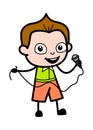 Cartoon Schoolboy holding Mic