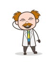 Cartoon Scientist Funny Laughing Vector Illustration