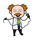 Cartoon Scientist holding Mic