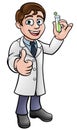 Cartoon Scientist Holding Test Tube Royalty Free Stock Photo